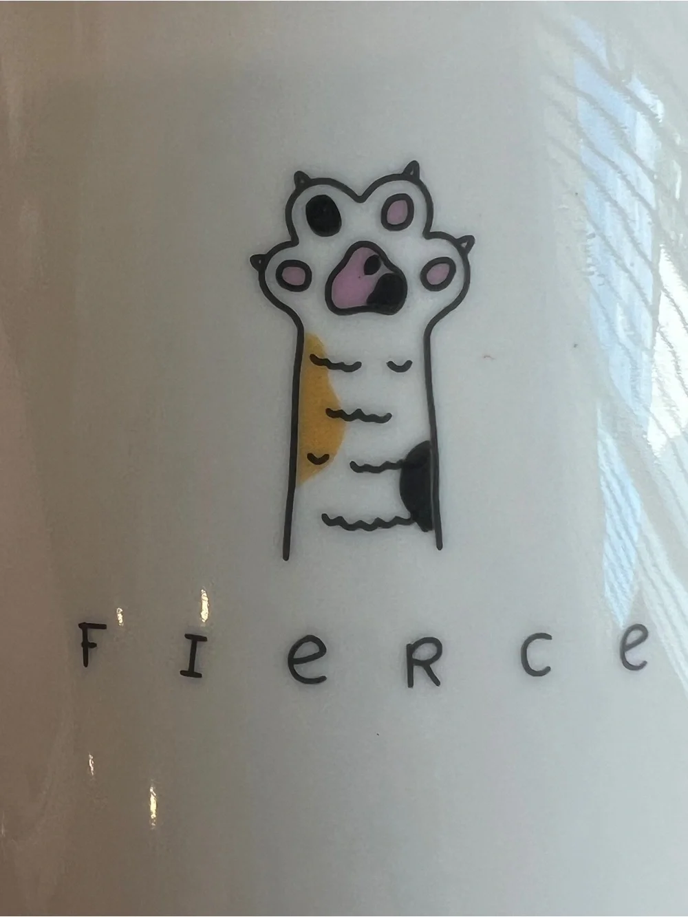 Fred & Friends Fierce Cat Paw Coffee Mug Tea Cup White Ceramic 16oz Cute Calico